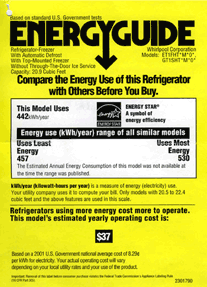 Energy Guide Fridge label
