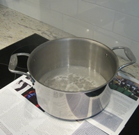 Induction stovetop with boiling water
